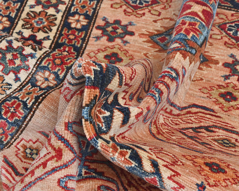3x5 Kazak Afghan Hand Knotted Geometric Wool Area Rug